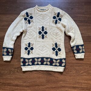 Liz Wear Patterned Crewneck Sweater Sz M